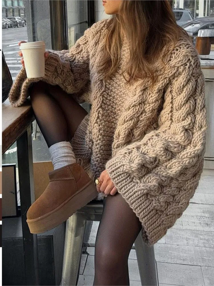 

Vintage Knitted Sweater Leisure Vacation Long Sleeved Coat Loose Sweater Women's Clothing Vintage Sweater Oversize Pullover Tops