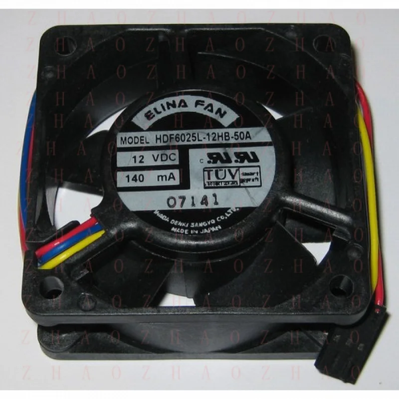 L+ for Elina High Speed Cooling Fan 12VDC 19CFM HDF6025L - 12HB - 50A 3 Pin Connector