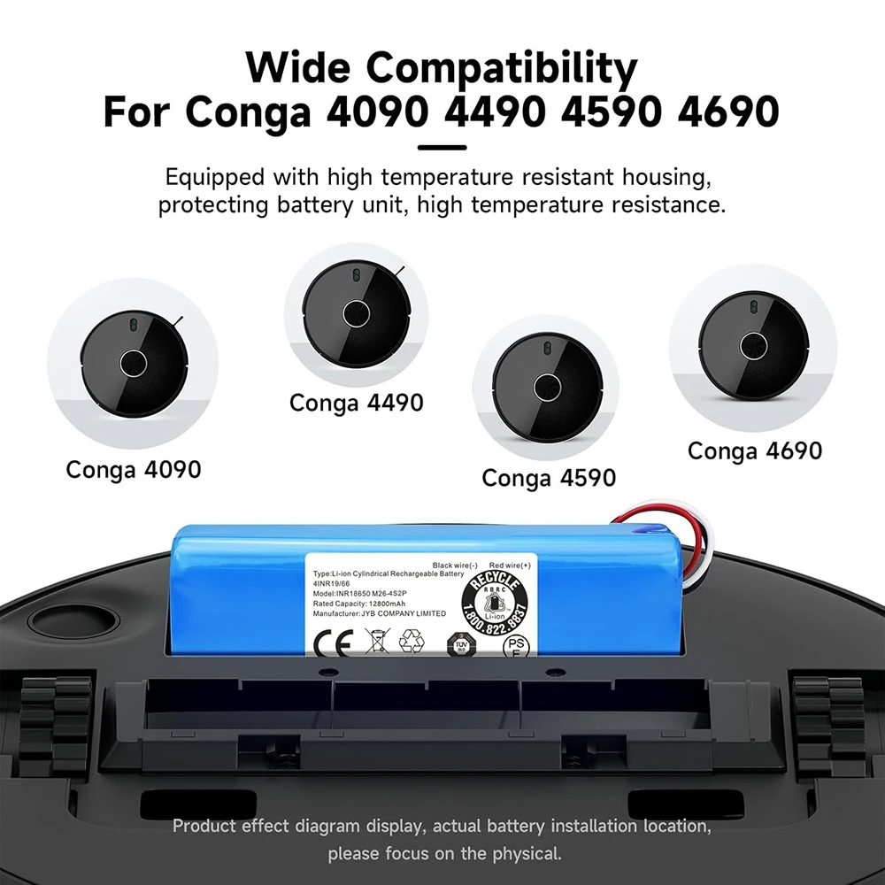 

14.8V High Capacity 12800mAh Rechargeable Battery Compatible with Conga 4090 4490 4590 4690 3090 3091 3092