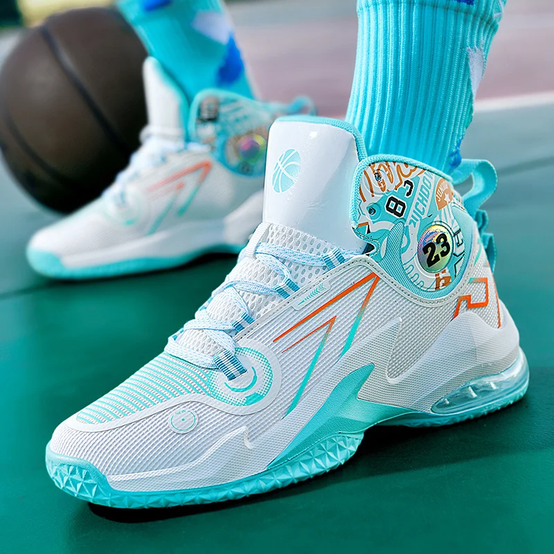 

Студенческие баскетбольные кроссовки с треничным трением и звуковым кроком, спортивная обувь, дышащие амортизирующие нескользящие кроссовки