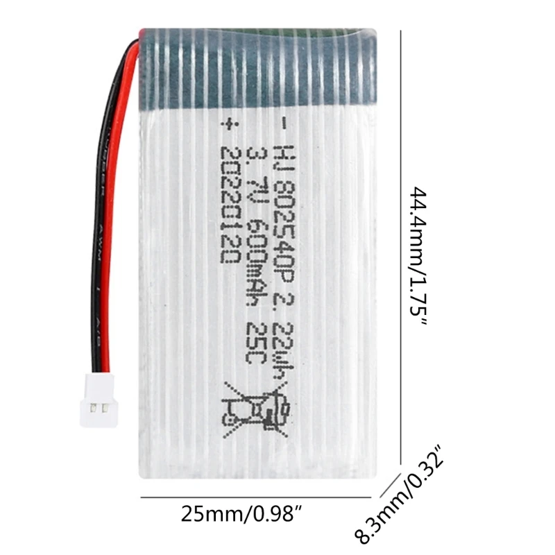 3.7V 600mAh 25C Lipo 802540P for SYMA X5C-1 Model Quadcopter Drones Toy 41QA