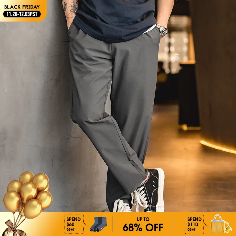 

Maden Мужские брюки с небольшой эластичностью и антиморщинным эффектом Базовые прямые зауженные брюки для весны и осени Брюки в стиле костюма Выбор цвета хаки черный серый