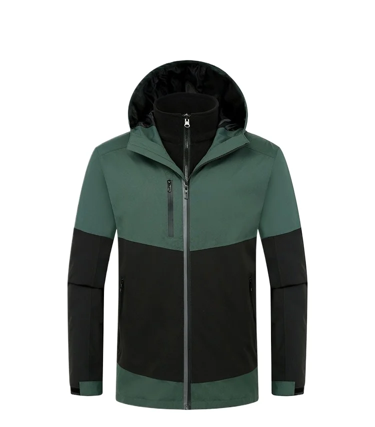 

Plus Size Outdoor 3-in-1 Men's Fleece Lined Thickened Windproof Waterproof Spring Autumn Winter Jacket Removable Skiing Clothes
