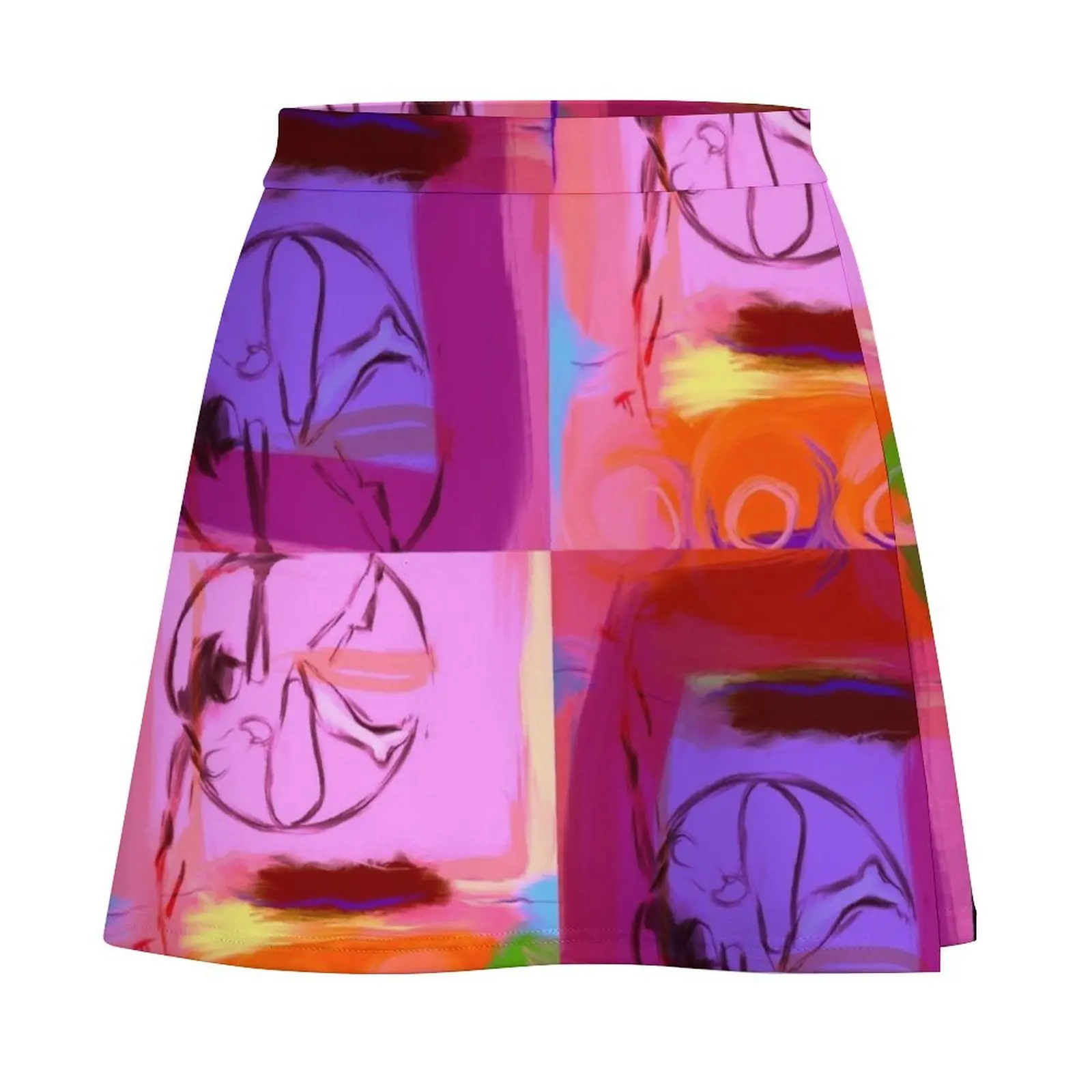 Color Block series: Aerial Dancer in Circles and Squares Mini Skirt women's clothing korea stylish Woman short skirt