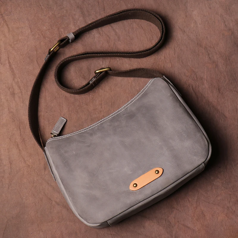 Imagem -05 - Luokir Cavalo Louco do Vintage Bolsa Crossbody Simples Luxo Designer de Couro Genuíno Ombro Único Mensageiro Bolsas