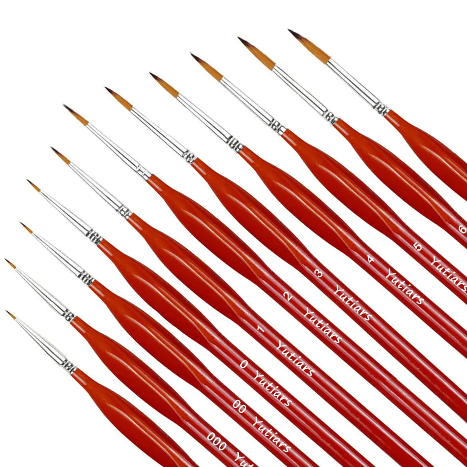 10/11 stuks miniatuur penselen, detailtip penselen set met ergonomisch handvat - geschikt voor acrylverf, olie, wat