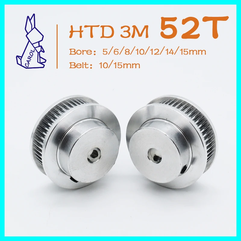 

HTD3M 52Teeth 52T Timing Pulley Belt Width 10 15mm 3M Belt Pulley Bore 5 6 8~12 14 15mm HTD3M 52 Teeth Timing Synchronous Wheels