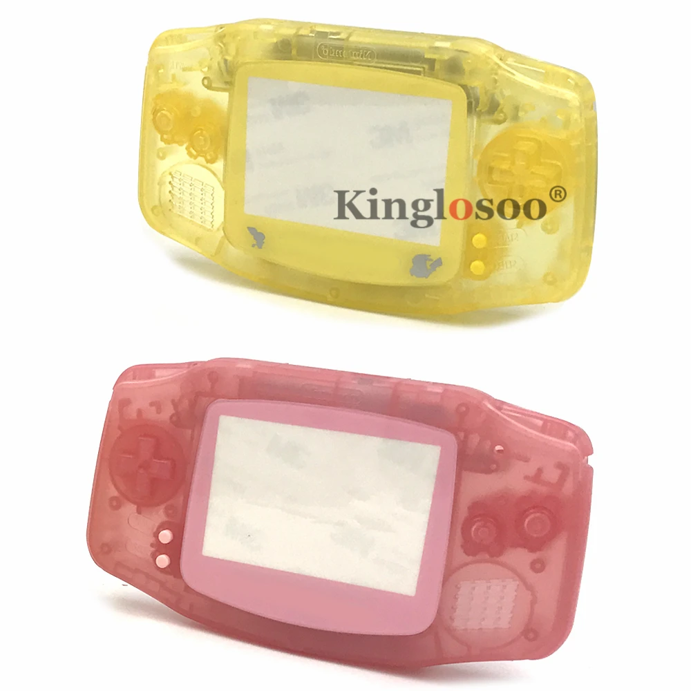 

Pure clear pink shell case full housing cover buttons replacement for Gameboy Advance GBA console screen lens glass