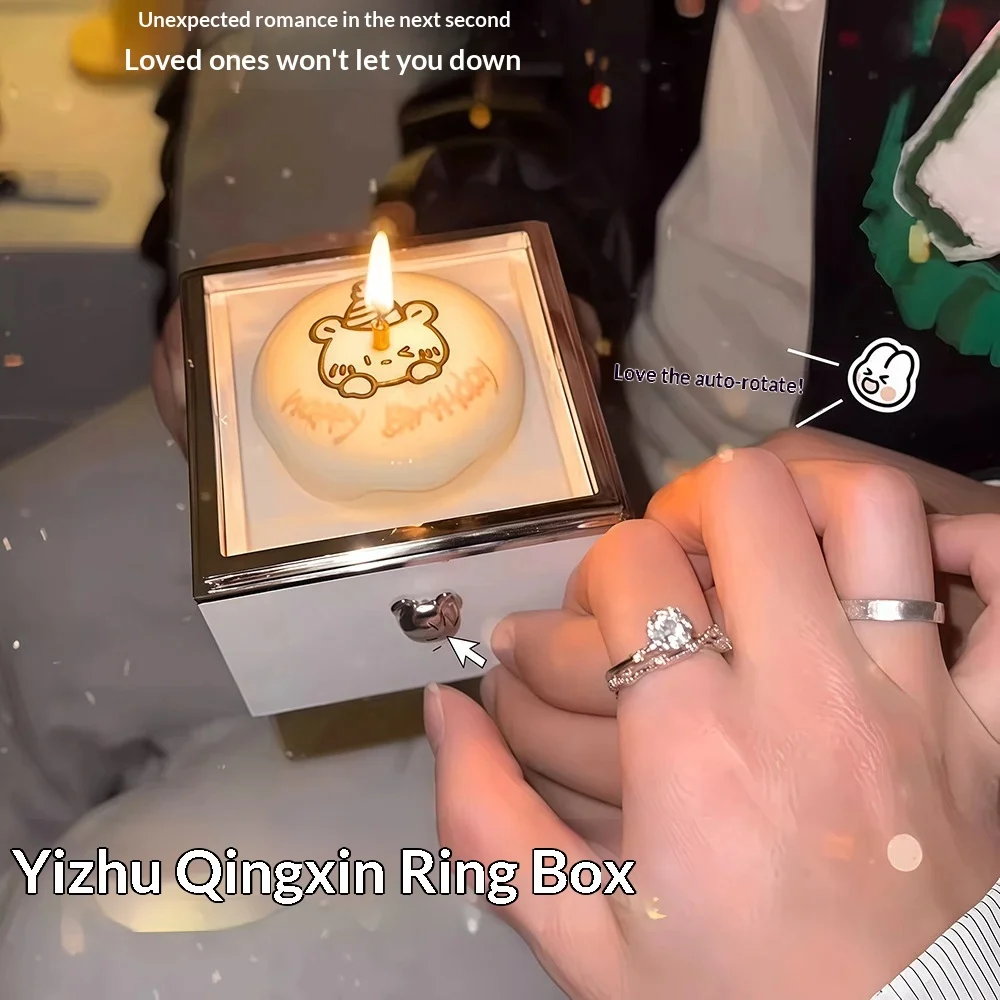 

Bear Candle Flip Ring Box Automatic Flip Romantic Proposal Confession Birthday Gift Box For Lovers Couples Wedding Surprise