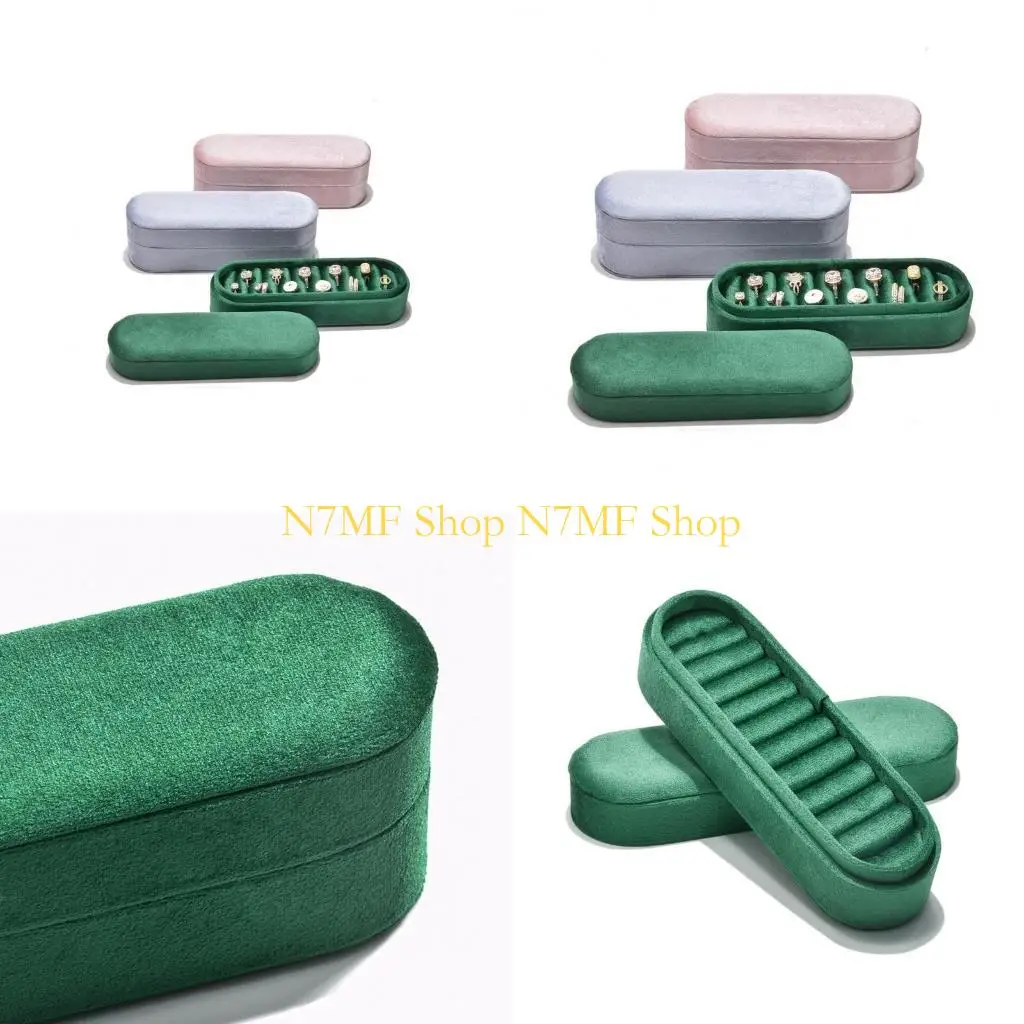 

N7MF Gothic Velvets Rings Necklace Boxes Velutum Jewelry Storage Tray Accessories