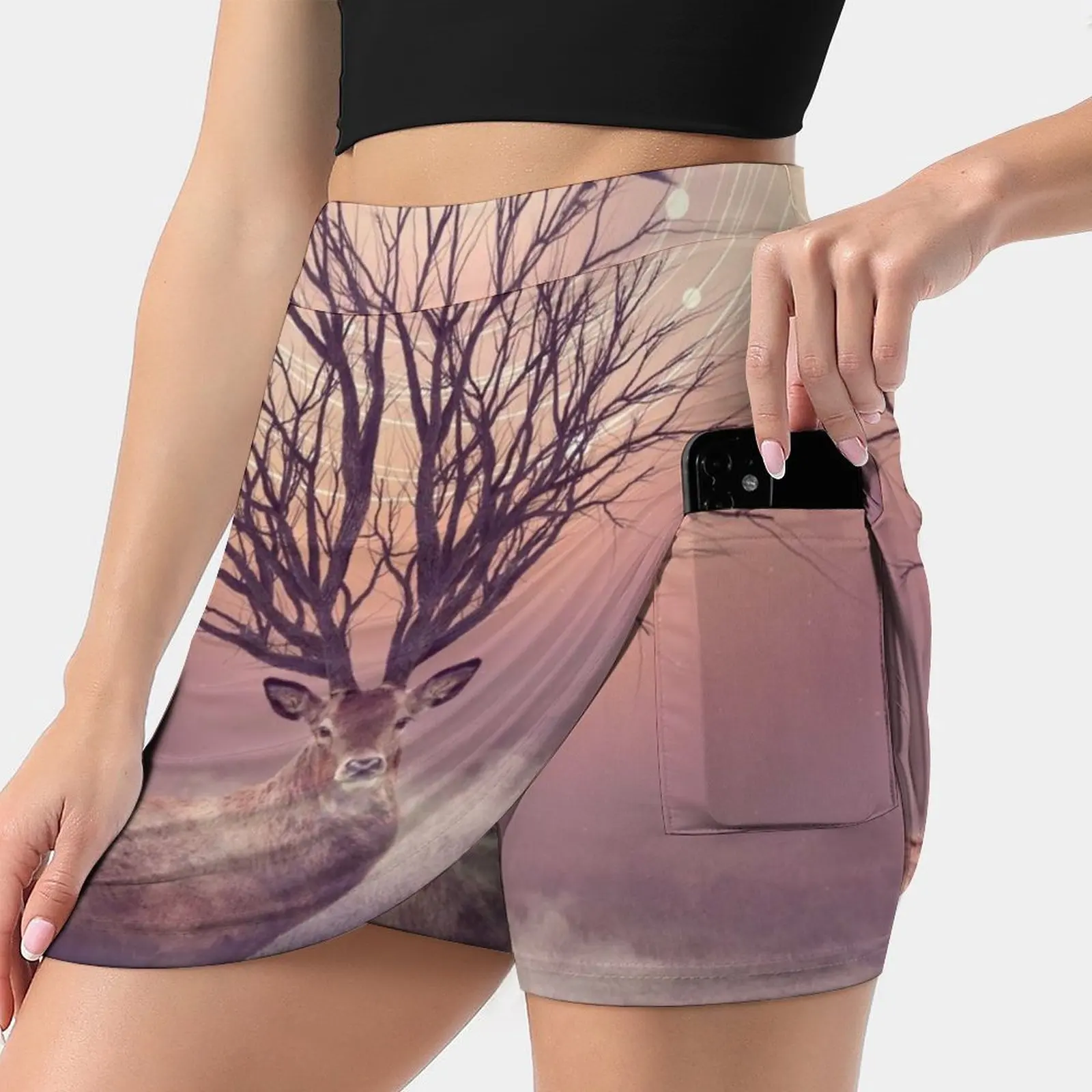 

In The Stillness Women's skirt With Hide Pocket Tennis Skirt Golf Skirts Badminton Skirts Running skirts Deer Stag Red Deer