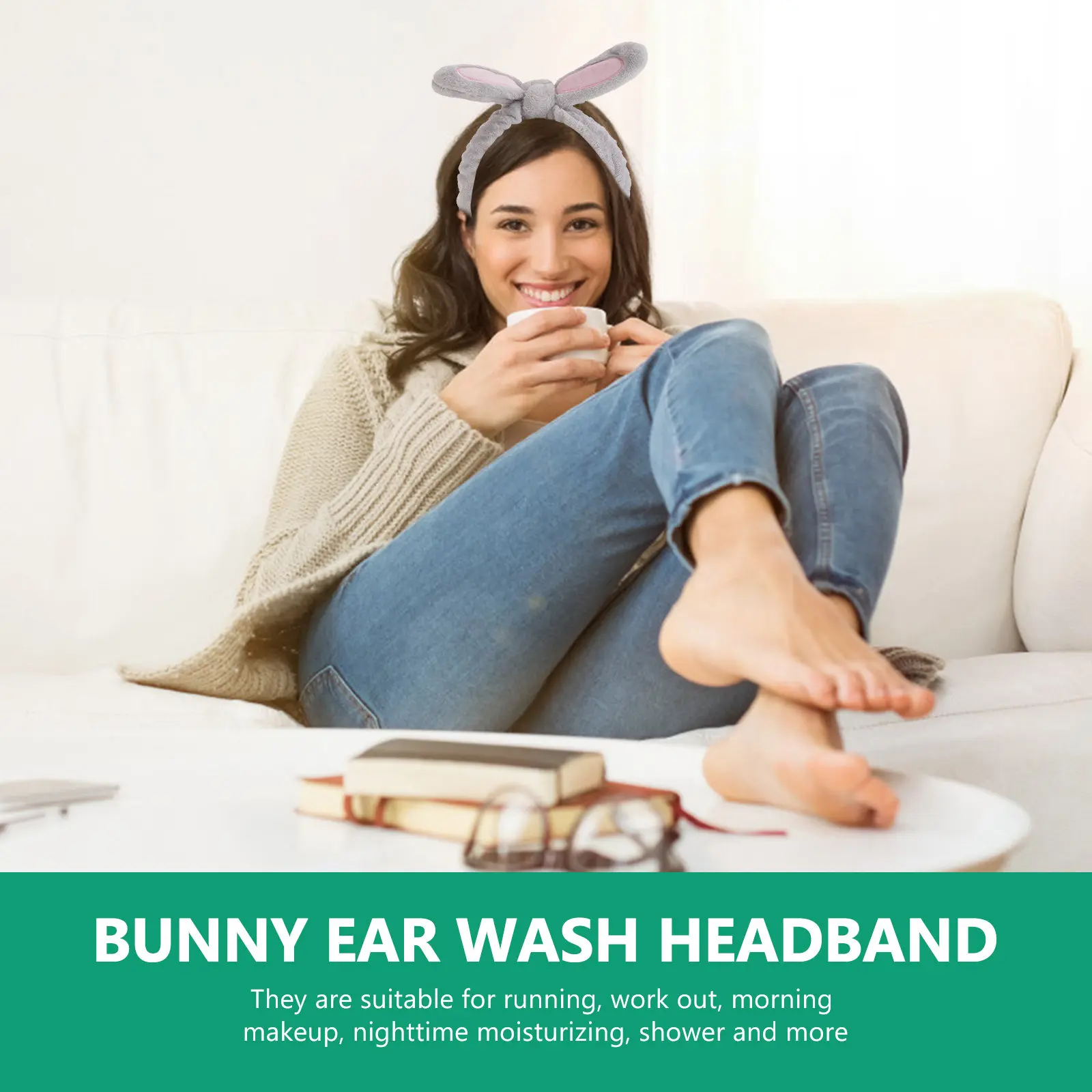 

4pcs Wash Flannel Makeup Shower Headband Elastic Hair Band For Spa Shower Ear Design Towel Headband