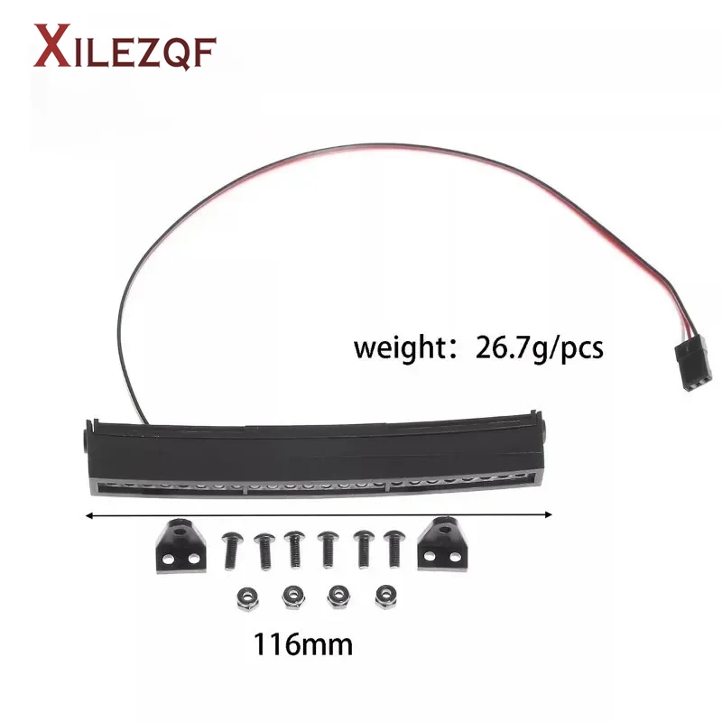 XILEZQF Metal Bend 116mm LED Light Bar Roof Lamp Lights for Axial SCX10 90046 Trxs TRX4 MJX H8H H8P 1/10 RC Car Upgrade Parts
