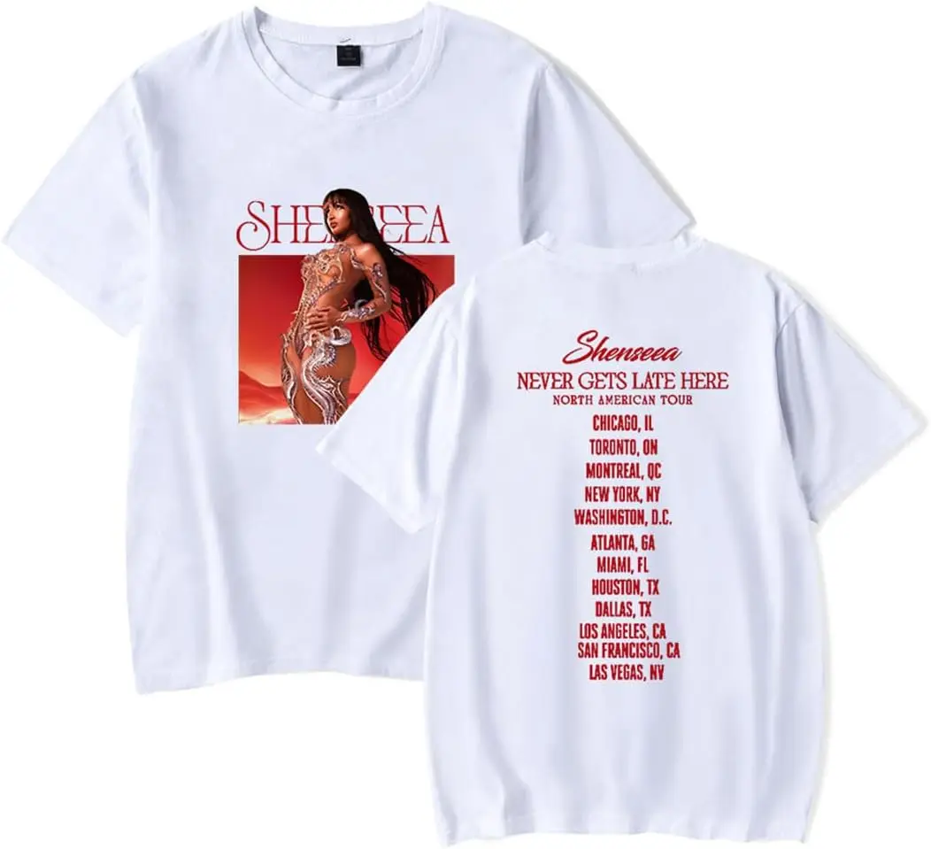 

Shenseea Never Gets Late Here Tour T-shirt Casual Short Sleeve Unisex Crewneck Fashion Tee Shirt