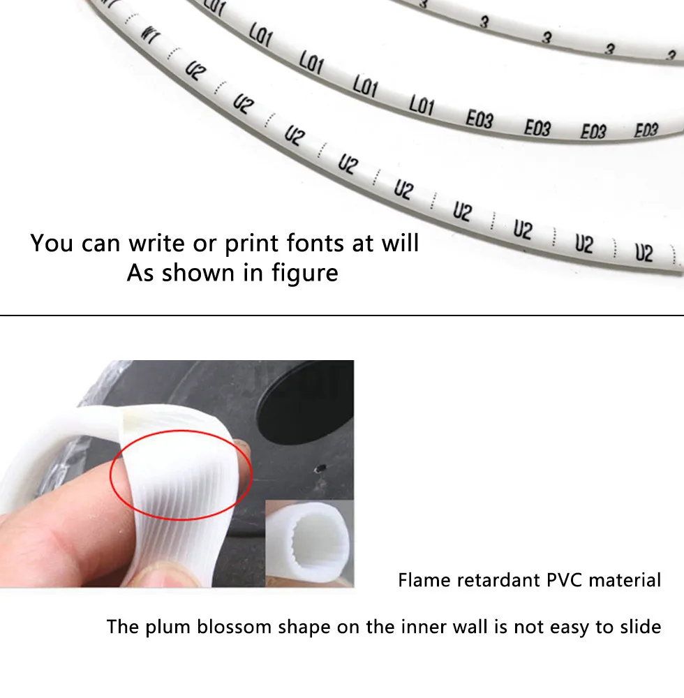 1 meters White handwritten wire mark plum blossom PVC 0.5~25mm ² Printing machine No. Plum tube wire sleeve