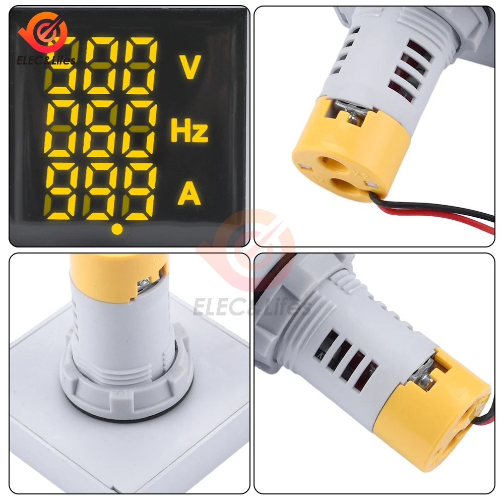 3 in 1 Large Panel Digital Voltmeter Ammeter 60-500V 0-100A 20-75Hz Hz AC Current Frequency Meter Indicator Digital Voltage Amp