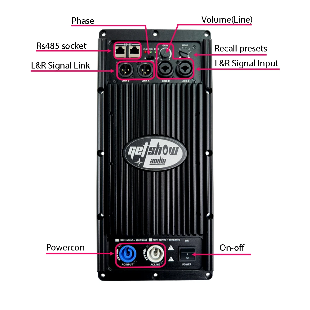 GETSHOW 2400W Subwoofer Amplifier Module Professional Speaker Plate Amplifier Class D with DSP Audio Processor