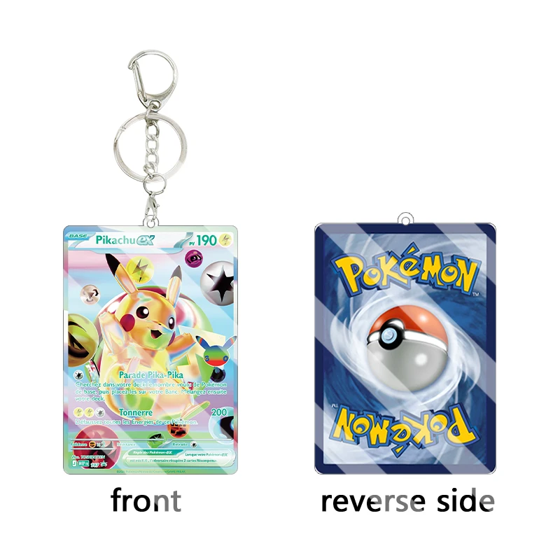 English 30th Acrylic Keychain TCG Mewtwo Ex Zekrom Cartoon Charizard Lycanroc Collection Game Cosplay Props Bag Pendant Gift view 5