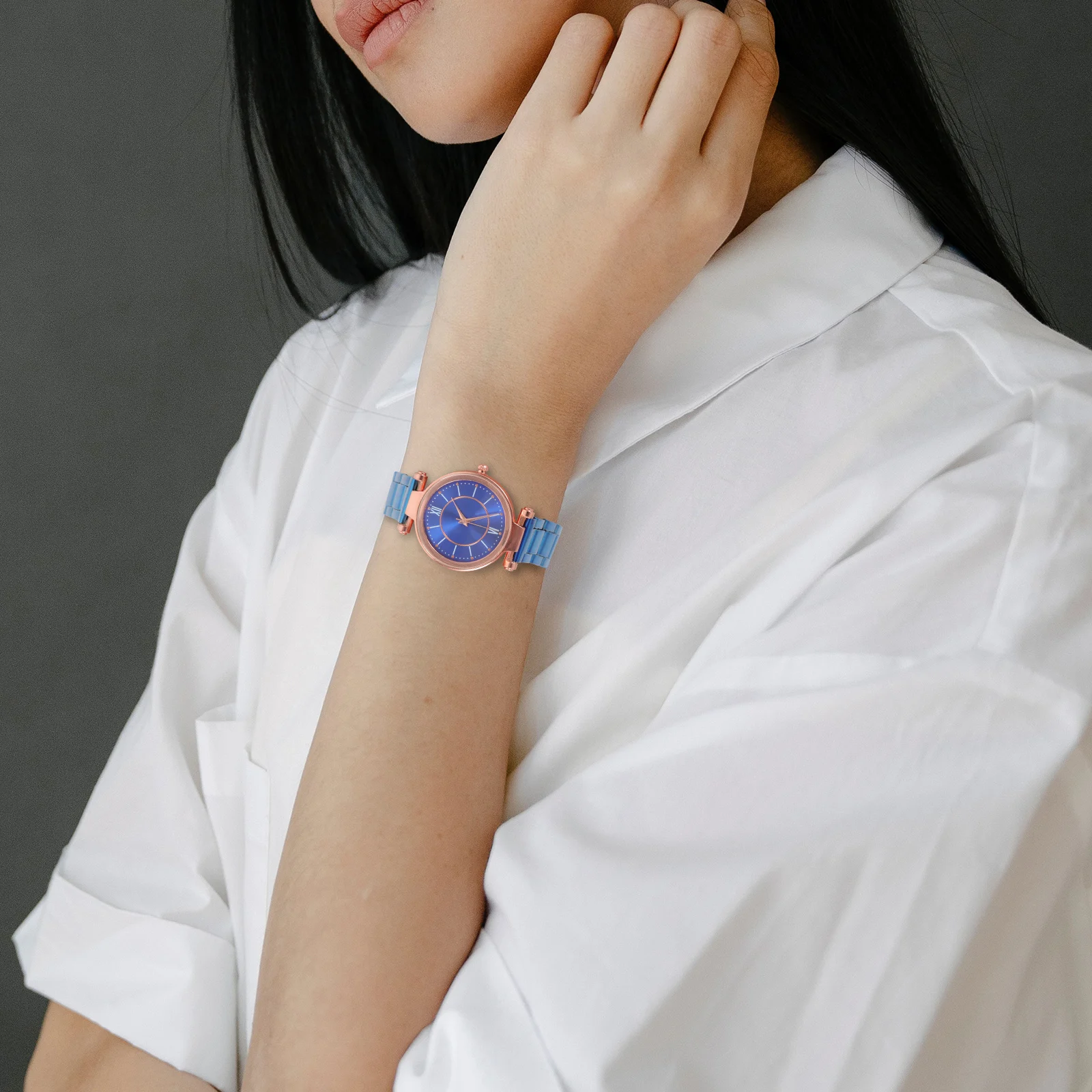 

Women Quartz Watch Steel Strap Wristwatch Scratch Resistant Simple Style Lightweight Female Watch For Daily Leisure Use