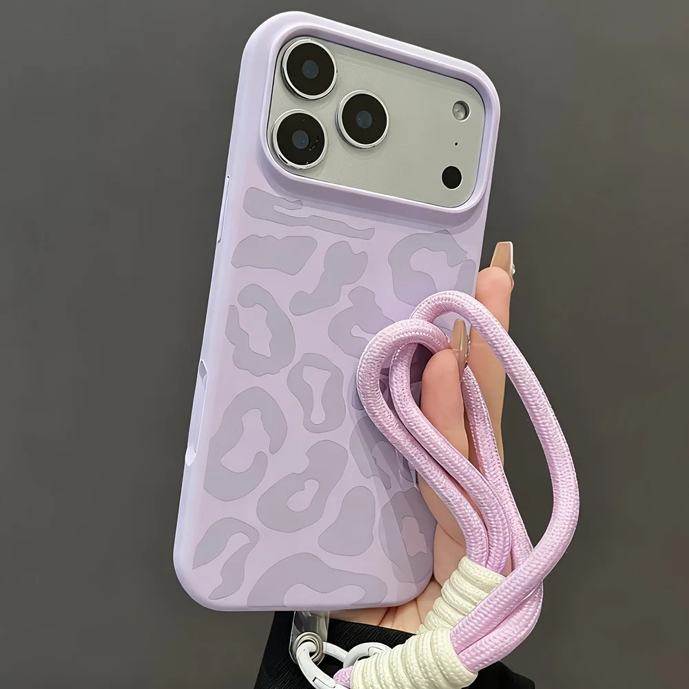 כיסוי טלפון בדוגמת נמר לאייפון 17 16 פרו 15 14 פלוס 13 12 11 פרו מקס 17 אייר עם רצועת יד קצרה, כיסוי רך עמיד בפני זעזועים