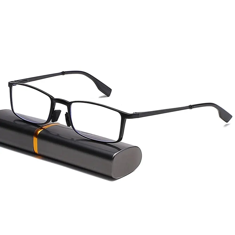 

Frame Men Women Spring Hinge Readers Eyeglasses Mini Reading Glasses with Portable Pen Clip Case Blue Light Blocking