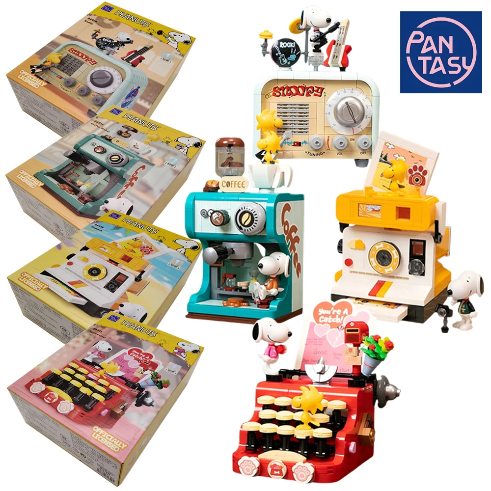 Genuine PANTASY Snoopy Retro Machine Series Blocks Anime Peripheral Typewriter Adorable Desk Toys Surprise Gifts for Enthusiasts