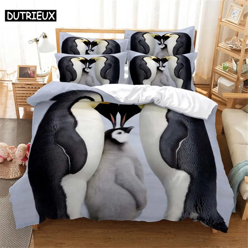 3D Penguin Bedding Set Queen Bedding Duvet Cover Set Bedding Set Bed Cover Cotton Queen Bedroom Bed Cover Set Bed Set Bedding