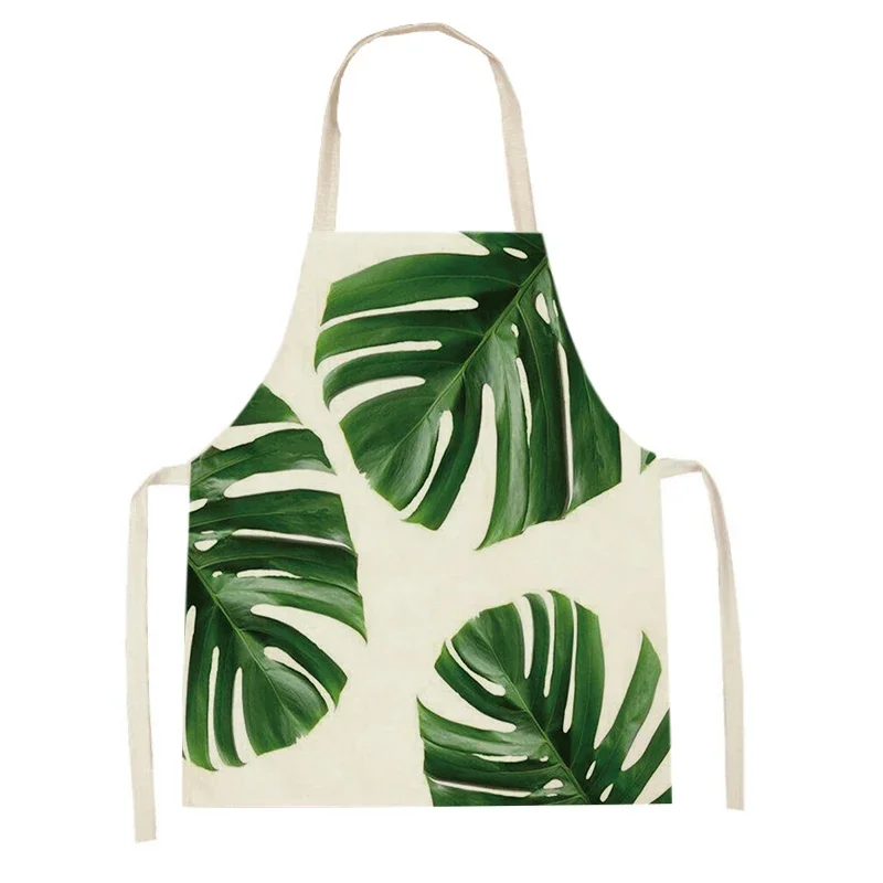 

Plants Kitchen Apron Home Linen Cooking Apron Tropical Plants Green Leaves Pattern Apron Adult Kids Baking Cleaning Aprons