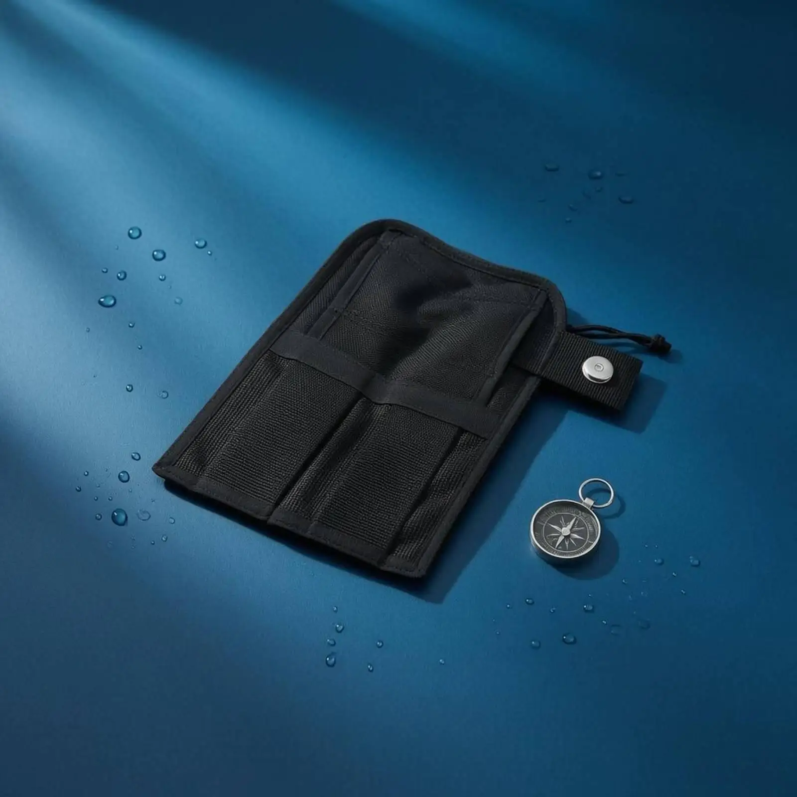 Thigh pocket with adjustable straps, side pocket and fastening by