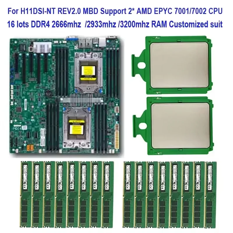 

Материнская плата H11DSI-NT Rev 2.0 / 2* EPYC 7F72 7F52 7D12 7H12 7742 7702 7702P 7662 7642 7552 7542 7532 7502 7502P CPU 64G DDR4 R