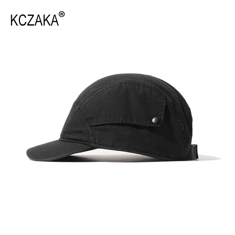 5 Panel Men's Short Brim Baseball Cap Unisex Retro Washed Cotton Snapack Cargo Caps Adjustable Dad Hat Sun Hats