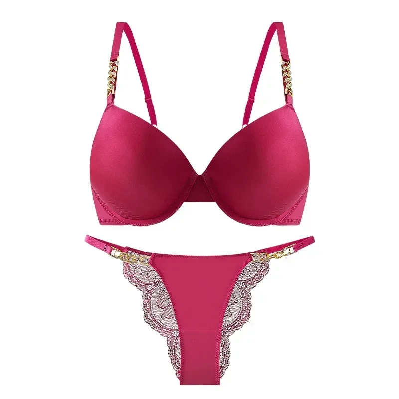 

Sexy Bra and Panty Sets Women Seamless Brassiere Rhinestone Lingerie Smooth Surface Bralette Gathering Chest Push Up Underwear