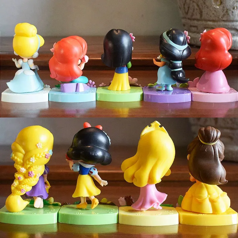 Disney Princess Garden Dream Series Blind Box Q Version Action Figures Snow White Belle Rapunzel Cake Topper Toy for Girls Gift view 5