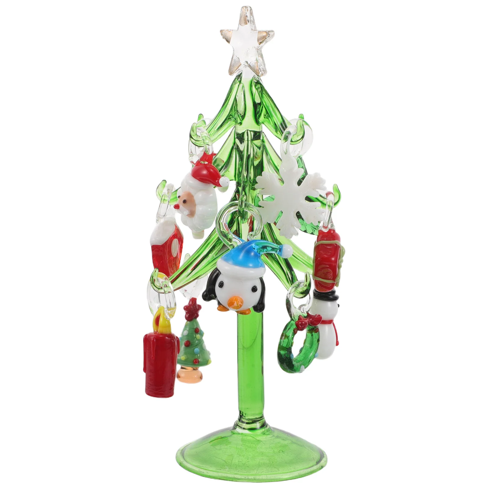 

Small Crystal Tree Desktop Ornament Glass Christmas Tree with Ornaments Creative Present for Home Office Festive Vibe