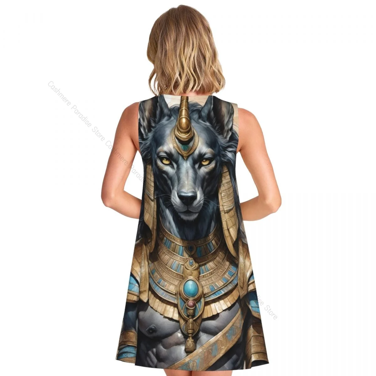 Vestido feminino deus egípcio anubis arte verão casual camiseta vestidos praia cobrir vestido regata