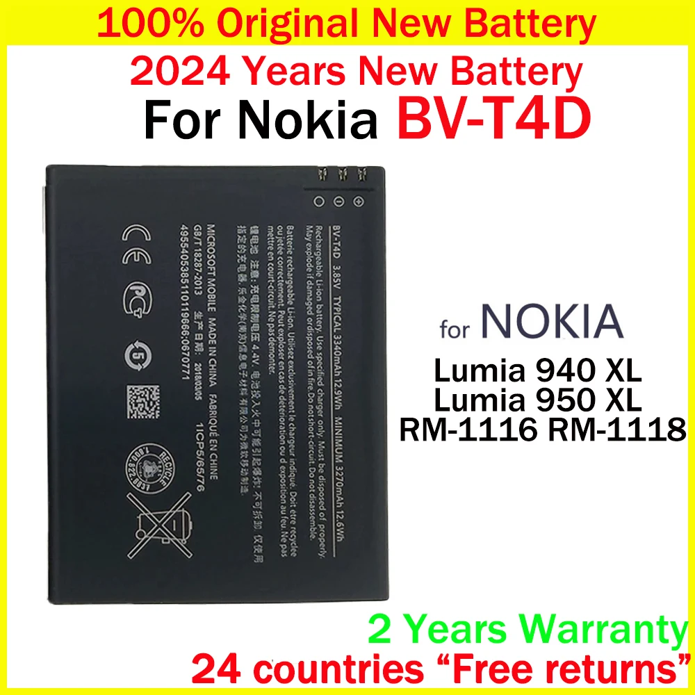 New Original Battery BV-T4D BVT4D 3340mAh For Nokia Microsoft Lumia 950 XL CityMan Lumia 940 XL RM-1118 RM-1116 BV T4D