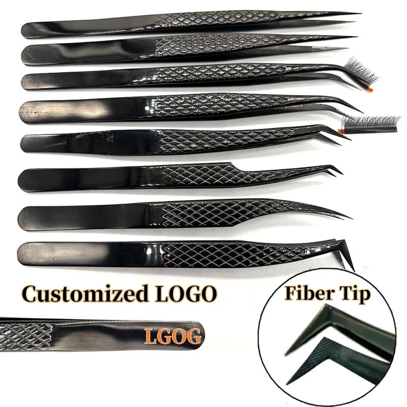 Hassas Fiber Ucu Kirpik Cımbız Siyah Nano ucu Klip Kirpik Uzatma Vizon Kirpikler Çizme izolasyon Makyaj Aracı Özelleştirilmiş LOGO