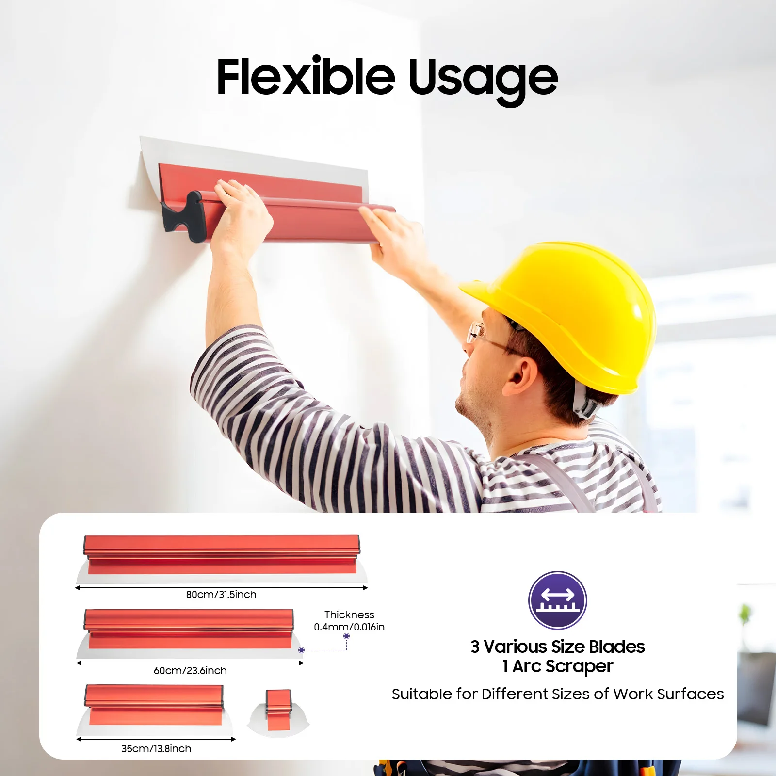 

35/60/80cm Drywall Skimming Blades Wall Finishing Tools Paint Leveling with Extension Handle for Construction