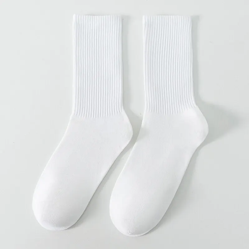 6 Pairs Middle Tube Socks For Men Solid Colour In White and Black Streetwear Harajuku Fashion Breathable and Casual Socks