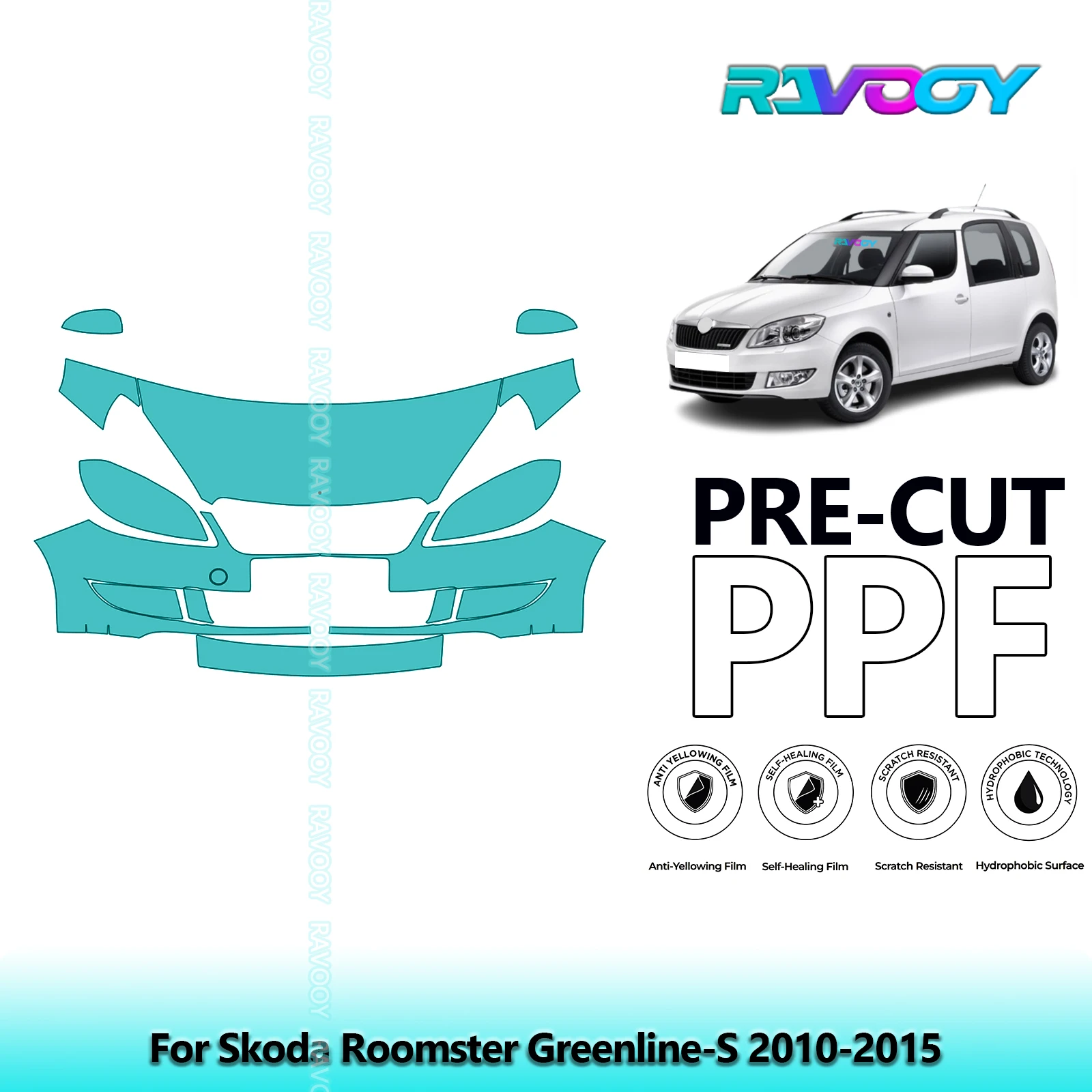 

Car Front Kit Clear Bra Precut PPF Paint Protection Film For Skoda Roomster Greenline-S 2010-2015