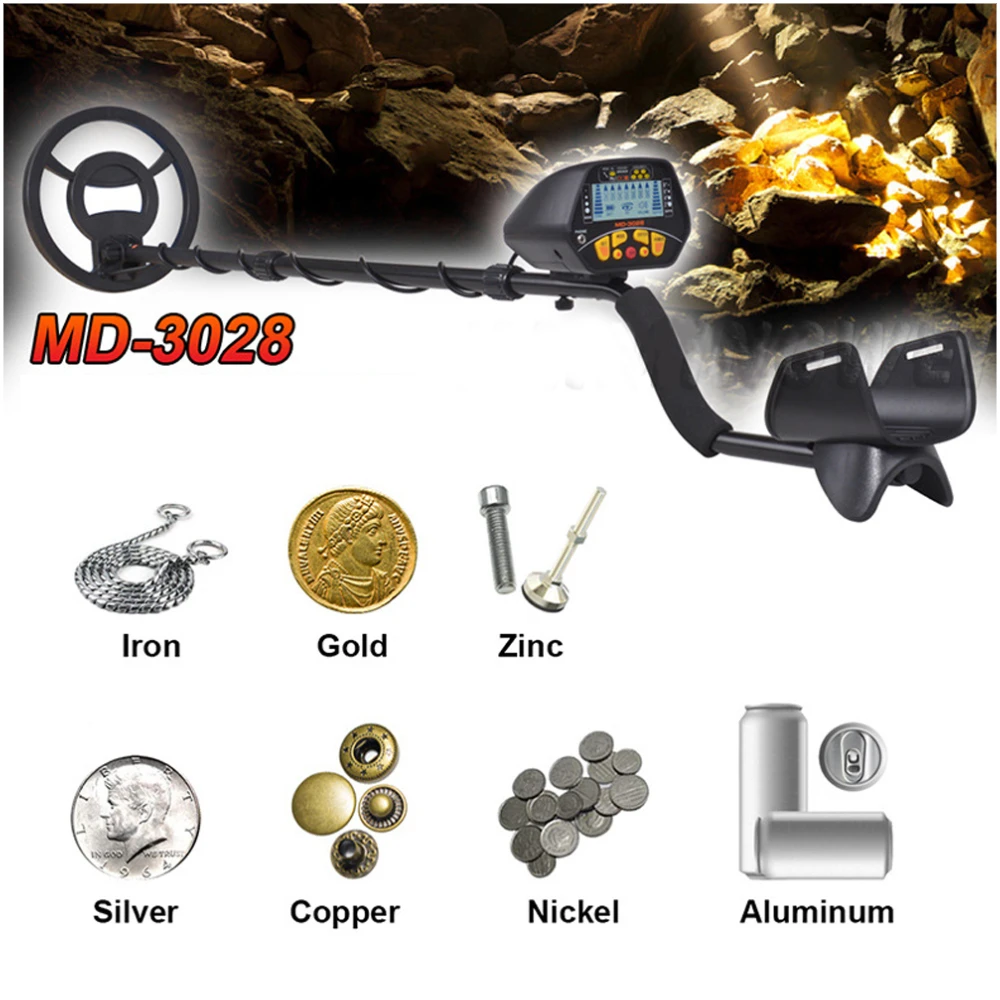 MD-3028 LCD Display Metal Detector 8.5 Inch Search Coil High Sensitivity For Gold Treasure Beach Detection Accurate Location
