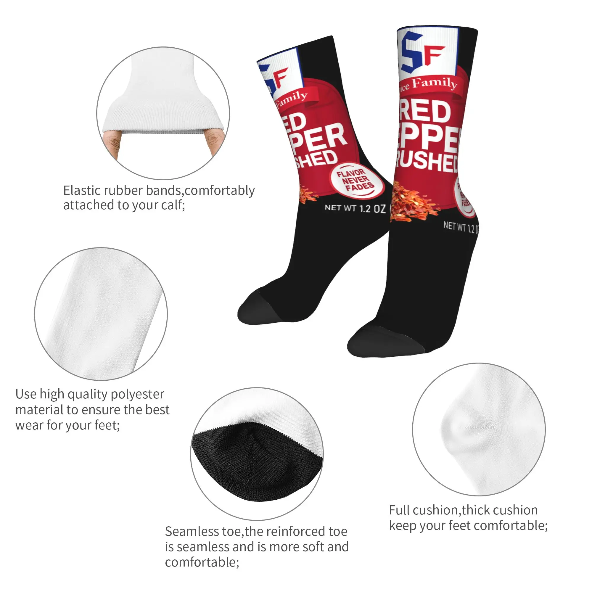 الفلفل الأحمر سحق التوابل مجموعة الأسرة مطابقة هالوين الجوارب جوارب مضحكة الخريف النساء الرجال الجوارب تنفس الجرافيك الجوارب