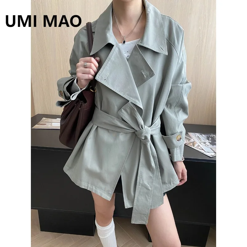 

UMI MAO Тренч женский осенний новый высокий интеллект свободный силуэт свободный пояс маленькая ветровка куртка Femme