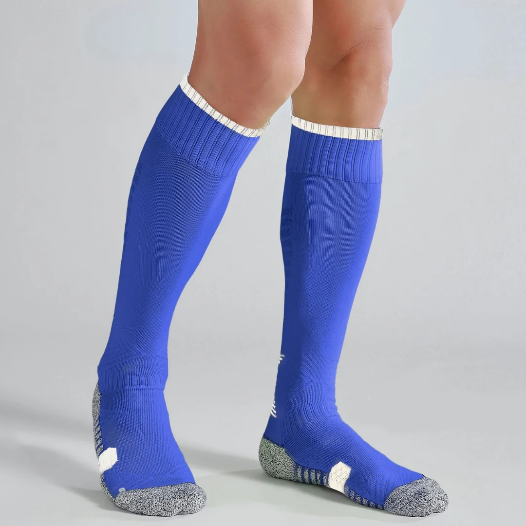 HA WA 2 Pairs New Long Football Socks Anti Slip Professional Training Soccer Socks Knee Thickened Men Women Sport Socks