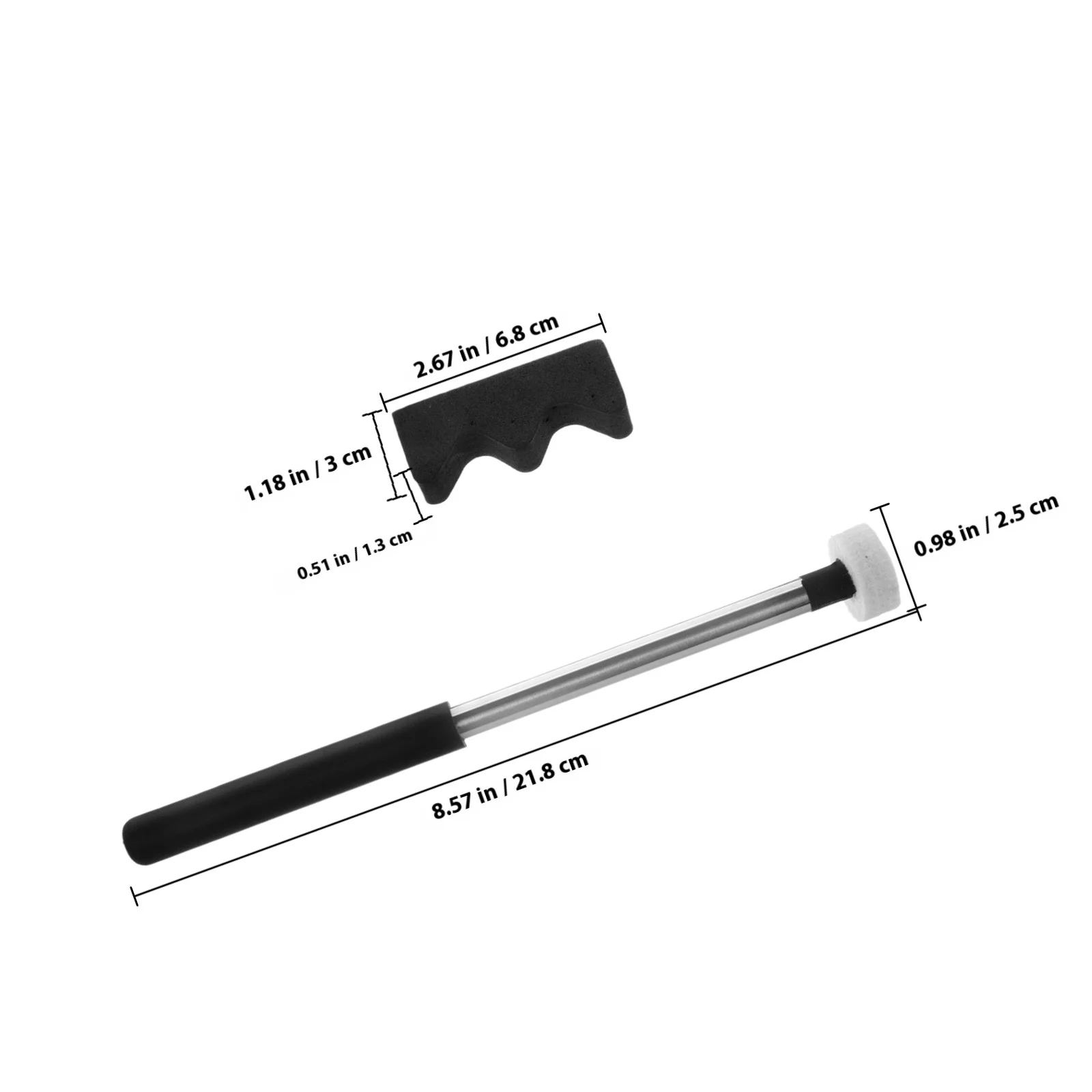 2 قطعة مطارق طبلة اللباد الأسود ل مجموعة عصا طبلة اللسان ملحقات أداة قرع وعاء الصوت المضربين رأس مطاطي