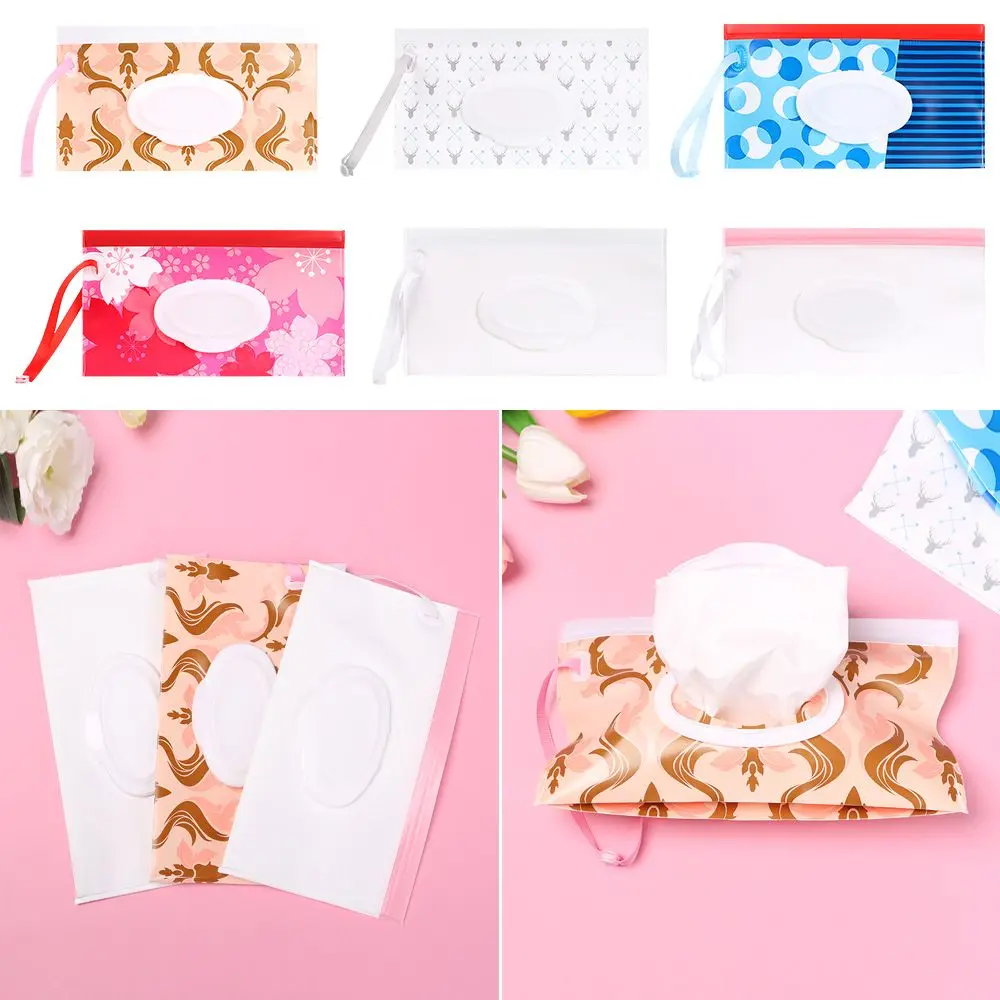 Outdoor Flip Cover Snap-Strap Carrying Case Portable Tissue Box Wet Wipes Bag Stroller Accessories Cosmetic Pouch