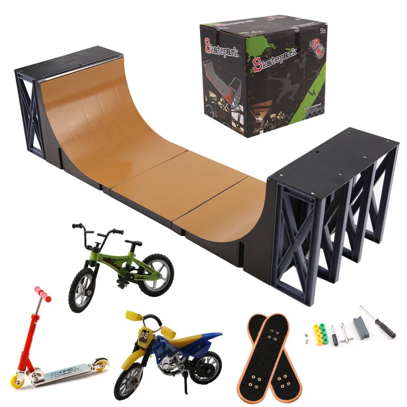 フィンガースケートボード U 字型ビッグシーン DIY & スタントオートバイバイクスクーターパーツ テックデッキ会場コンボ屋内家庭用おもちゃ用