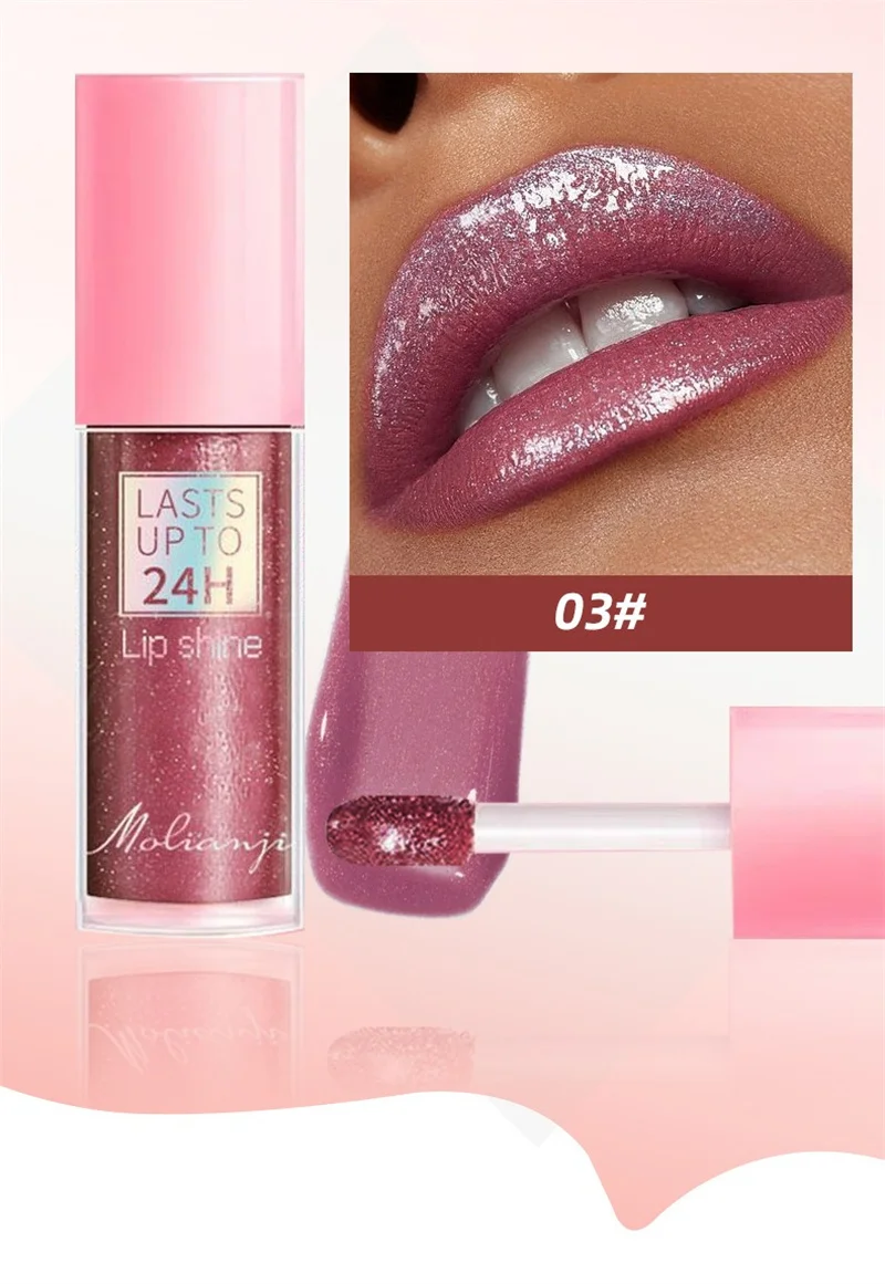 3 Farben Fließender Glitzer-Lipgloss Feuchtigkeitsspendender Diamant-Schimmer Lip Glaze Funkelnder Glitzer Flüssiger Lippenstift Perl-Lippentinte – Detail 11