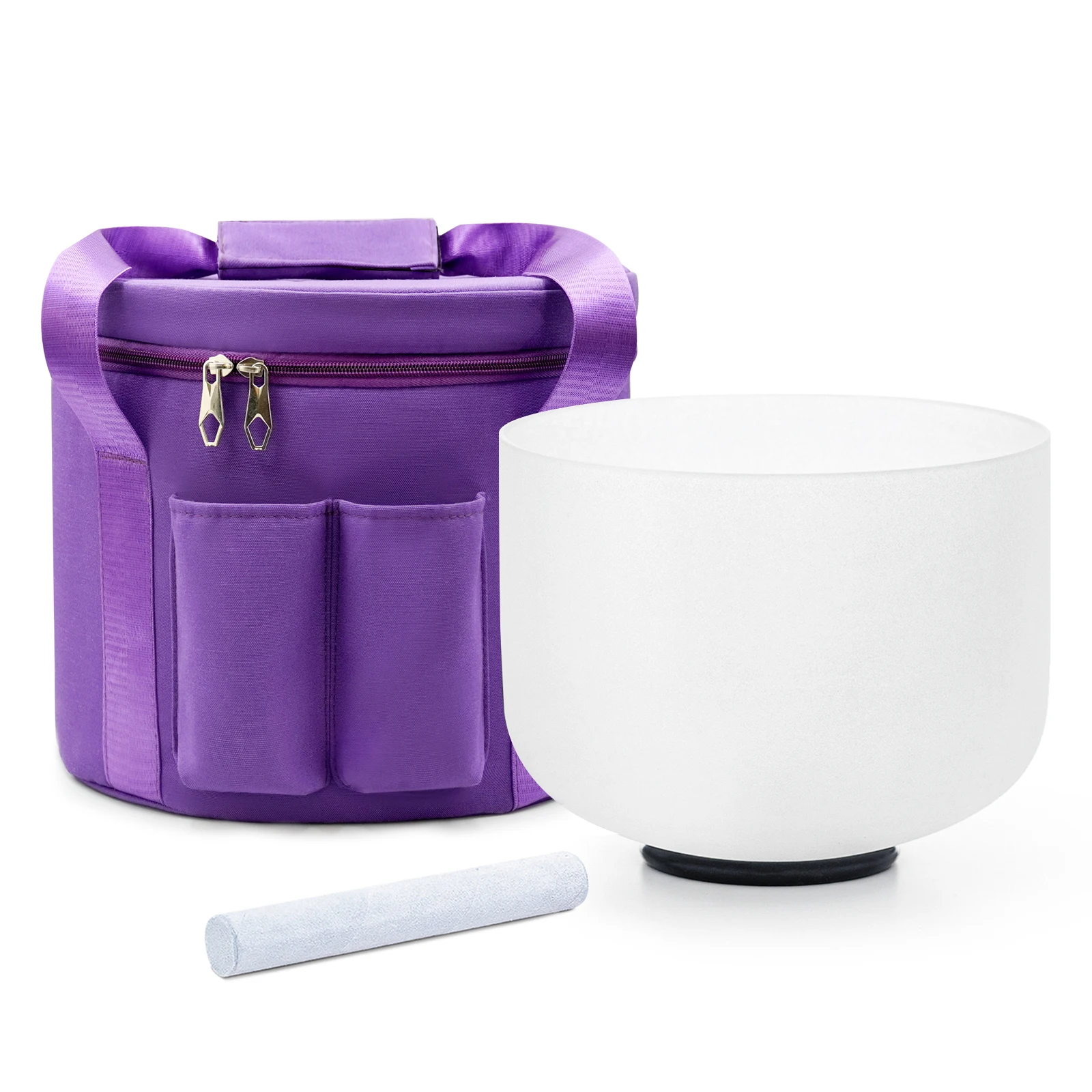 Hye-eun 10Inch 432hz/440hz CDEFGAB Note White Frosted Quartz Crystal Singing Chakra Bowl with Bag for Sound Healing Mind Focus