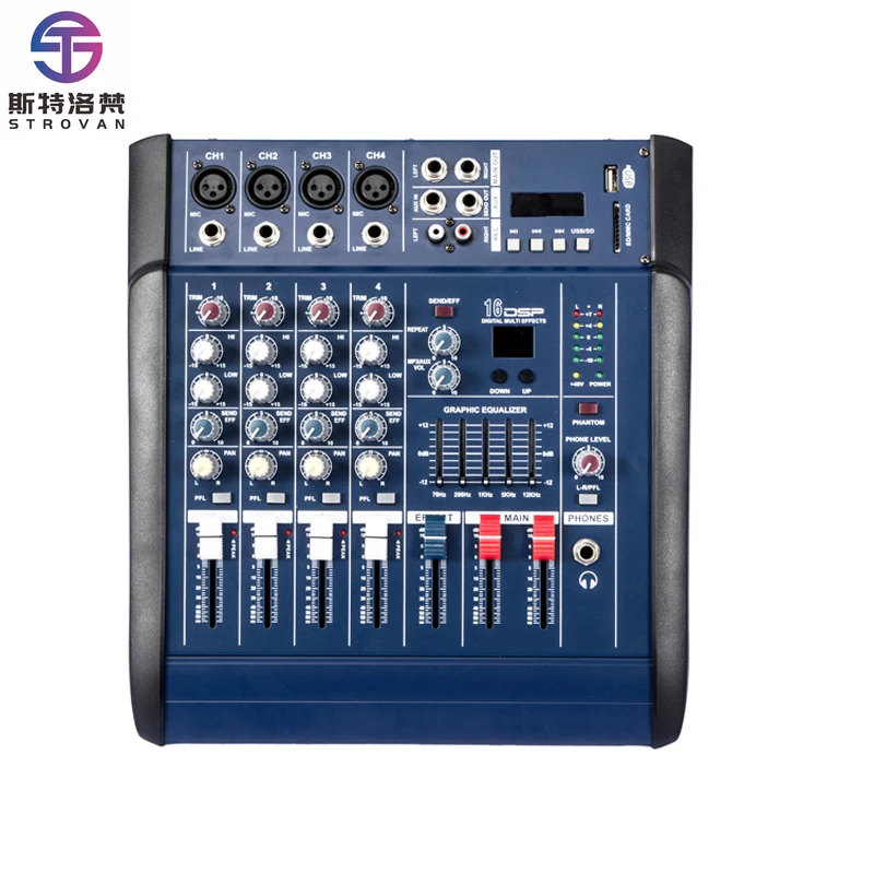 

402D Power Mixer Amp Mixing Console 4 Channel With Built in Amplifier 150W X 2 for Stage Performance